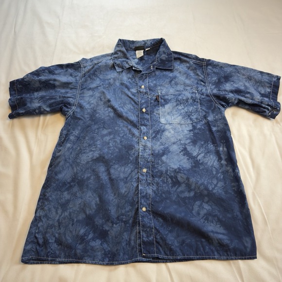 VTG Gramicci Mens S/S Button Down Large Floral Pattern Blue W/ White Stitch - Picture 1 of 8